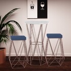 Conjunto Bistrô Rizzo Branco E 2 Banquetas Kathy Suede Marinh