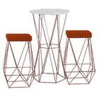 Conjunto Bistrô Rizzo Branco E 2 Banquetas Kathy Suede Telha