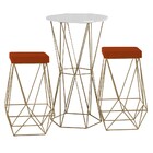 Conjunto Bistrô Rizzo Branco E 2 Banquetas Kathy Suede Telha