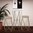 Conjunto Bistrô Rizzo Branco E 2 Banquetas Kathy Veludo Bege