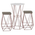 Conjunto Bistrô Rizzo Branco E 2 Banquetas Kathy Veludo Cinza