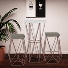 Conjunto Bistrô Rizzo Branco E 2 Banquetas Kathy Veludo Cinza