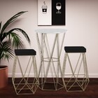 Conjunto Bistrô Rizzo Branco E 2 Banquetas Kathy Veludo Preto