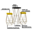 Conjunto Bistrô Rizzo Preto E 2 Banquetas Kathy Suede Amarelo