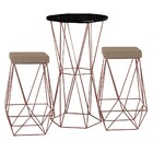 Conjunto Bistrô Rizzo Preto E 2 Banquetas Kathy Suede Cappucc