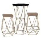 Conjunto Bistrô Rizzo Preto E 2 Banquetas Kathy Suede Cappucc