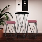 Conjunto Bistrô Rizzo Preto E 2 Banquetas Kathy Suede Rosa Co