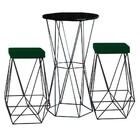 Conjunto Bistrô Rizzo Preto E 2 Banquetas Kathy Suede Verde C