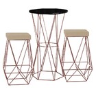 Conjunto Bistrô Rizzo Preto E 2 Banquetas Kathy Veludo Bege C