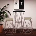 Conjunto Bistrô Rizzo Preto E 2 Banquetas Kathy Veludo Bege C