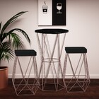 Conjunto Bistrô Rizzo Preto E 2 Banquetas Kathy Veludo Preto