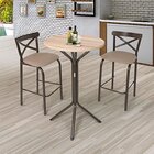 Conjunto Bistrô Tampo 0,65m Redondo Com 2 Banquetas Tubo Pari