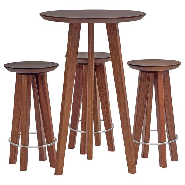 Conjunto Bistrô Vértice Nozes Em Madeira Maciça Com 3 Banquet