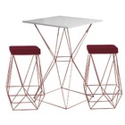 Conjunto Bistrô Yanca Branco E 2 Banquetas Kathy Suede Bordô