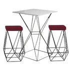 Conjunto Bistrô Yanca Branco E 2 Banquetas Kathy Suede Bordô