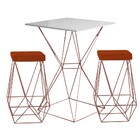 Conjunto Bistrô Yanca Branco E 2 Banquetas Kathy Suede Telha