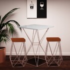 Conjunto Bistrô Yanca Branco E 2 Banquetas Kathy Suede Telha