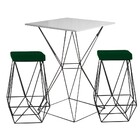 Conjunto Bistrô Yanca Branco E 2 Banquetas Kathy Suede Verde