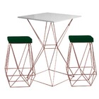 Conjunto Bistrô Yanca Branco E 2 Banquetas Kathy Suede Verde