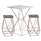 Conjunto Bistrô Yanca Branco E 2 Banquetas Kathy Veludo Cinza