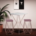 Conjunto Bistrô Yanca Branco E 2 Banquetas Kathy Veludo Rosê