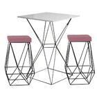 Conjunto Bistrô Yanca Branco E 2 Banquetas Kathy Veludo Rosê