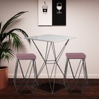 Conjunto Bistrô Yanca Branco E 2 Banquetas Kathy Veludo Rosê