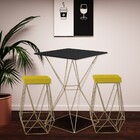 Conjunto Bistrô Yanca Preto E 2 Banquetas Kathy Suede Amarela