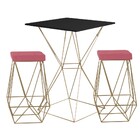 Conjunto Bistrô Yanca Preto E 2 Banquetas Kathy Suede Rosa Ba