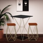 Conjunto Bistrô Yanca Preto E 2 Banquetas Kathy Suede Telha B