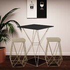 Conjunto Bistrô Yanca Preto E 2 Banquetas Kathy Veludo Bege B