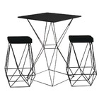 Conjunto Bistrô Yanca Preto E 2 Banquetas Kathy Veludo Preto