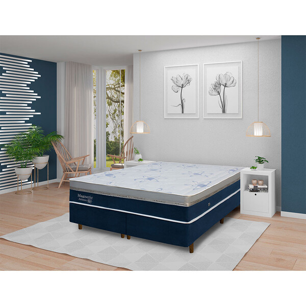 Conjunto Box Casal Colchão Magnetic Atomic 15 Tipos Massagens