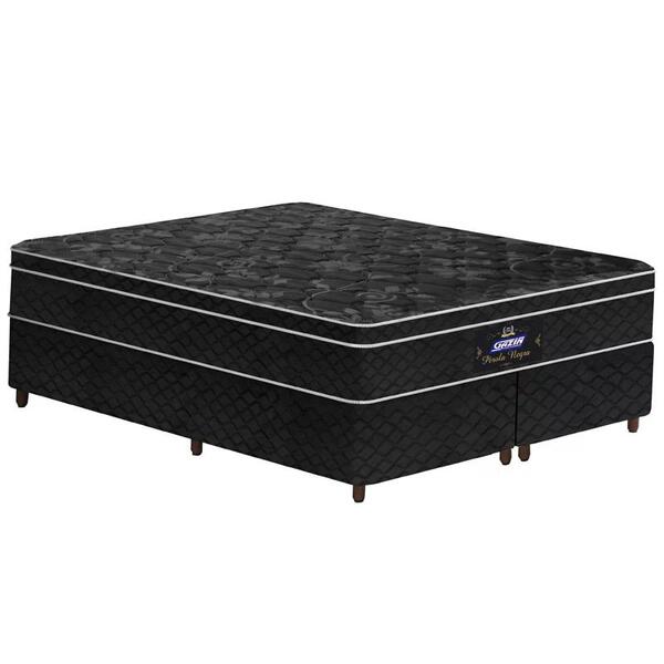 Conjunto Box Colchão+base Pérola Negra Molas Ensacadas Gazin