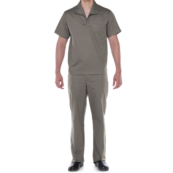 Conjunto Brim Uniforme Profissional Manga Curta Cinza M