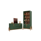 Conjunto Buffet 170 E Cristaleira Luisa Verde Oliva Cedro