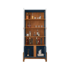 Conjunto Buffet 190 E Cristaleira Perry Azul Cobalto Cedro