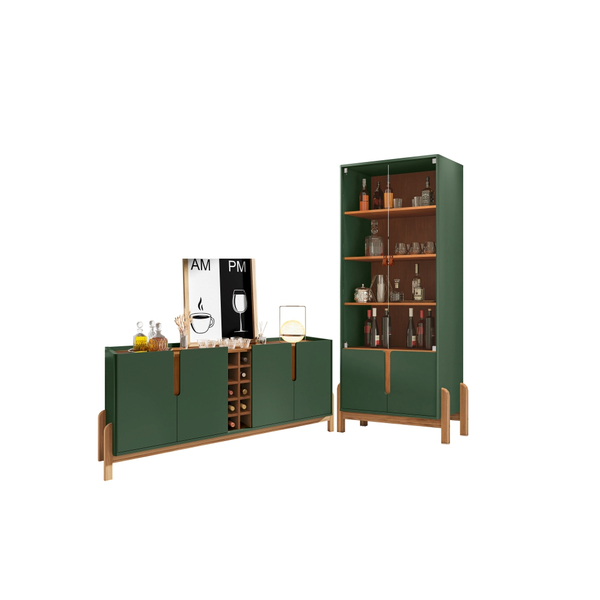 Conjunto Buffet 190 E Cristaleira Perry Verde Oliva Cedro