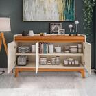 Conjunto Buffet 3 Portas Ripado E Rack Com Painel 180cm