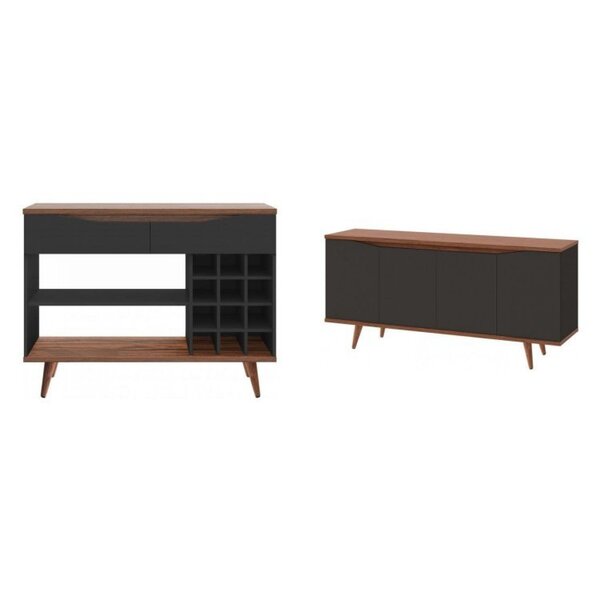 Conjunto Buffet 4 Portas Grace Versátile E Aparador Bar Com P