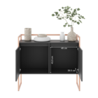 Conjunto Buffet Aparador Industrial 2 Portas Preto Cobre
