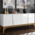 Conjunto Buffet Com Aparador Amalfi Branco Com Canela - Lukal