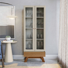 Conjunto Buffet E Cristaleira Com Ripas Dock Amendoa Off White