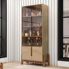 Conjunto Buffet E Cristaleira Jayce Champagne Cedro