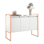 Conjunto Buffet E Prateleiras Decorativas Bari Branco Cobre