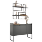 Conjunto Buffet E Prateleiras Decorativas Bari Preto Onix