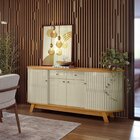 Conjunto Buffet Mônaco E Cristaleira Moss Porta Curva Pés Pal