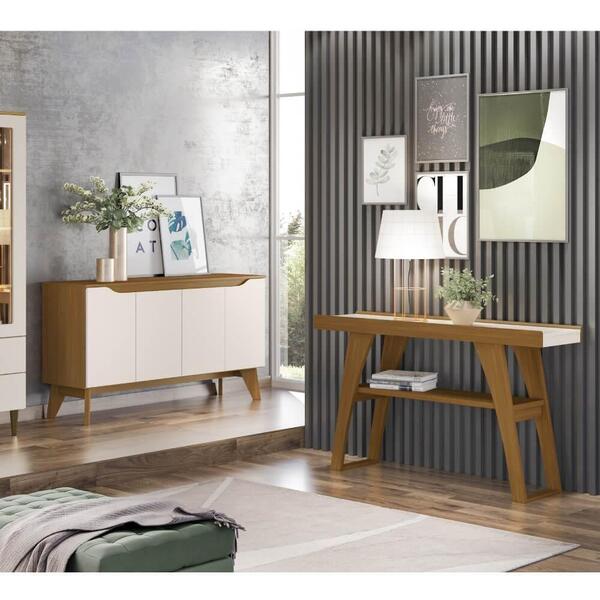 Conjunto Buffet Quartzo E Aparador Menphis Nature Marrom