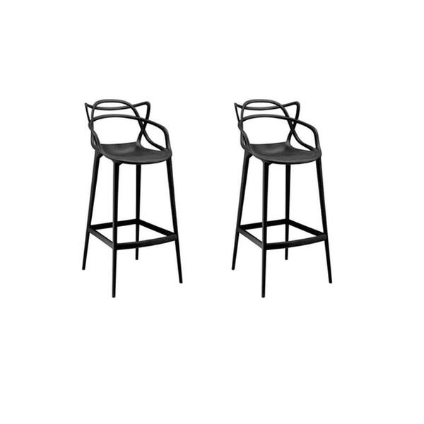 Conjunto C/2 Banqueta Allegra Alta Master Preta Cozinha Ameri