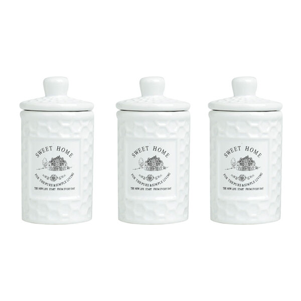 Conjunto C/ 3 Potes 150ml Sweet Home-bon Gourmet - Branco